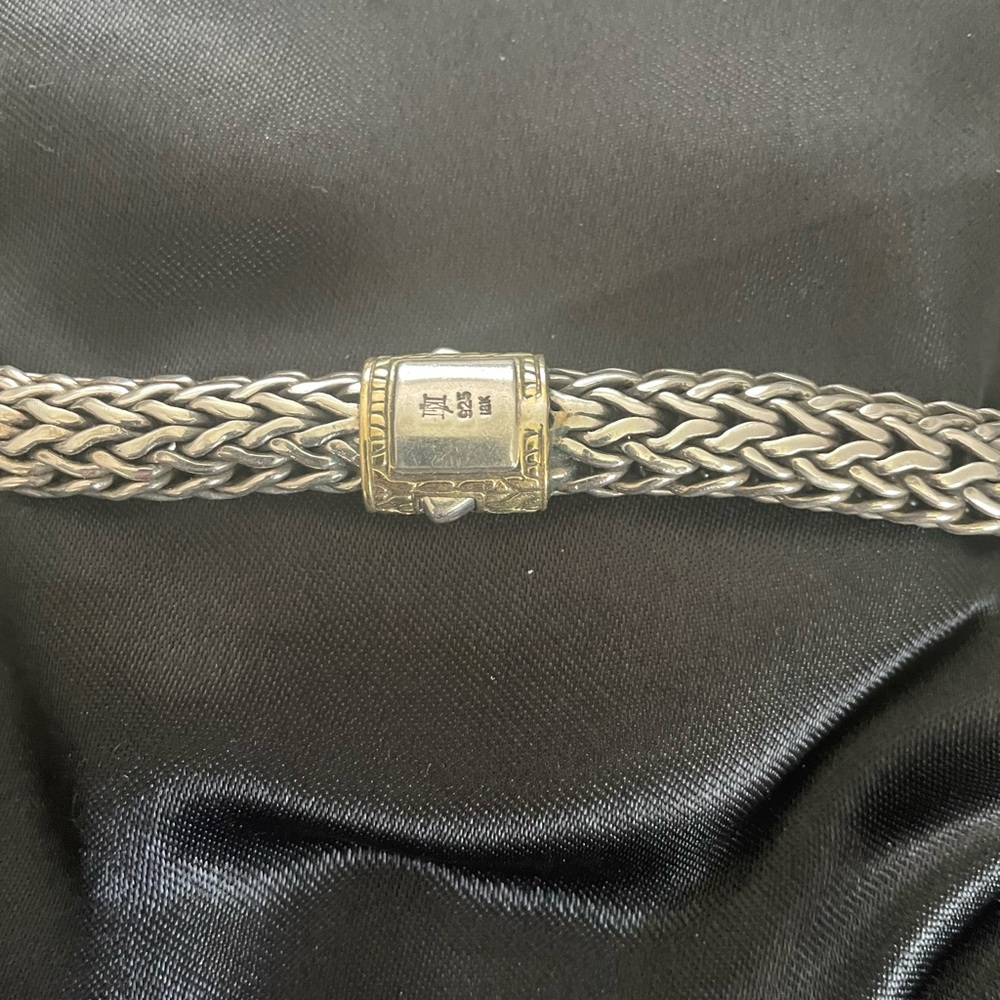 John Hardy Two-Tone Sterling Silver and 18K Gold Classic Woven Chevron Necklace - Picture 4 of 11